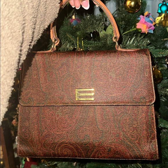 Etro Handbags - Etro 96’ Paisley Satchel In Brown with Gold Accent